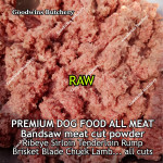 Beef all cuts & brands DOG FOOD PURE BEEF & LAMB POWDER excess from bandsaw meat cut frozen RAW & COOKED price/pack 500gr (no added preservative/colouring)